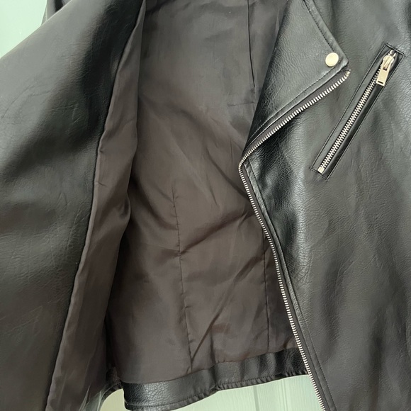 Black Moto Faux Leather Jacket - Picture 3 of 4